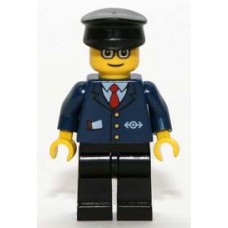 trn128 Dark Blue Suit with Train Logo, Black Legs, Black Hat